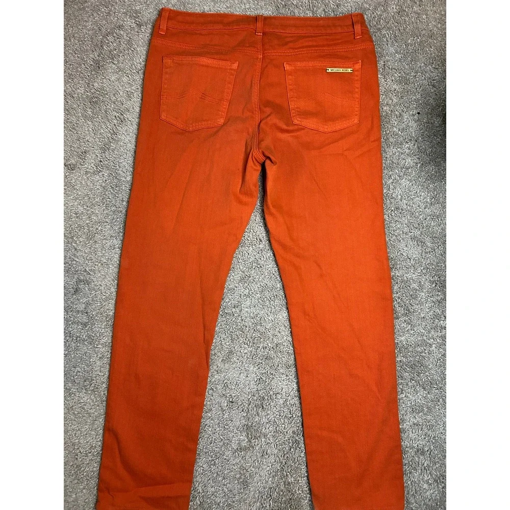 Michael Kors Pants Women 8 Orange Persimmon Stretch Cotton Slim Straight